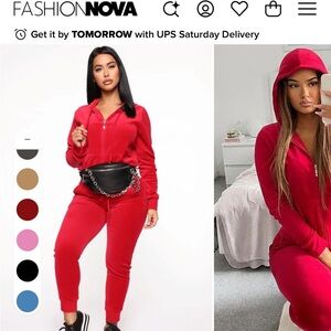 Fashion Nova “Trendsetter” Red Jogger Set NEW W/O TAG